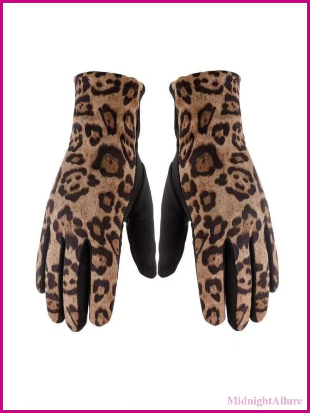 Leopard Print Touchscreen Gloves Stretch Fleece Lined Cold Weather